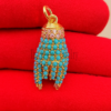 925 Sterling Silver Handmade Turquoise Figa Diamond Charm Pendant Jewelry