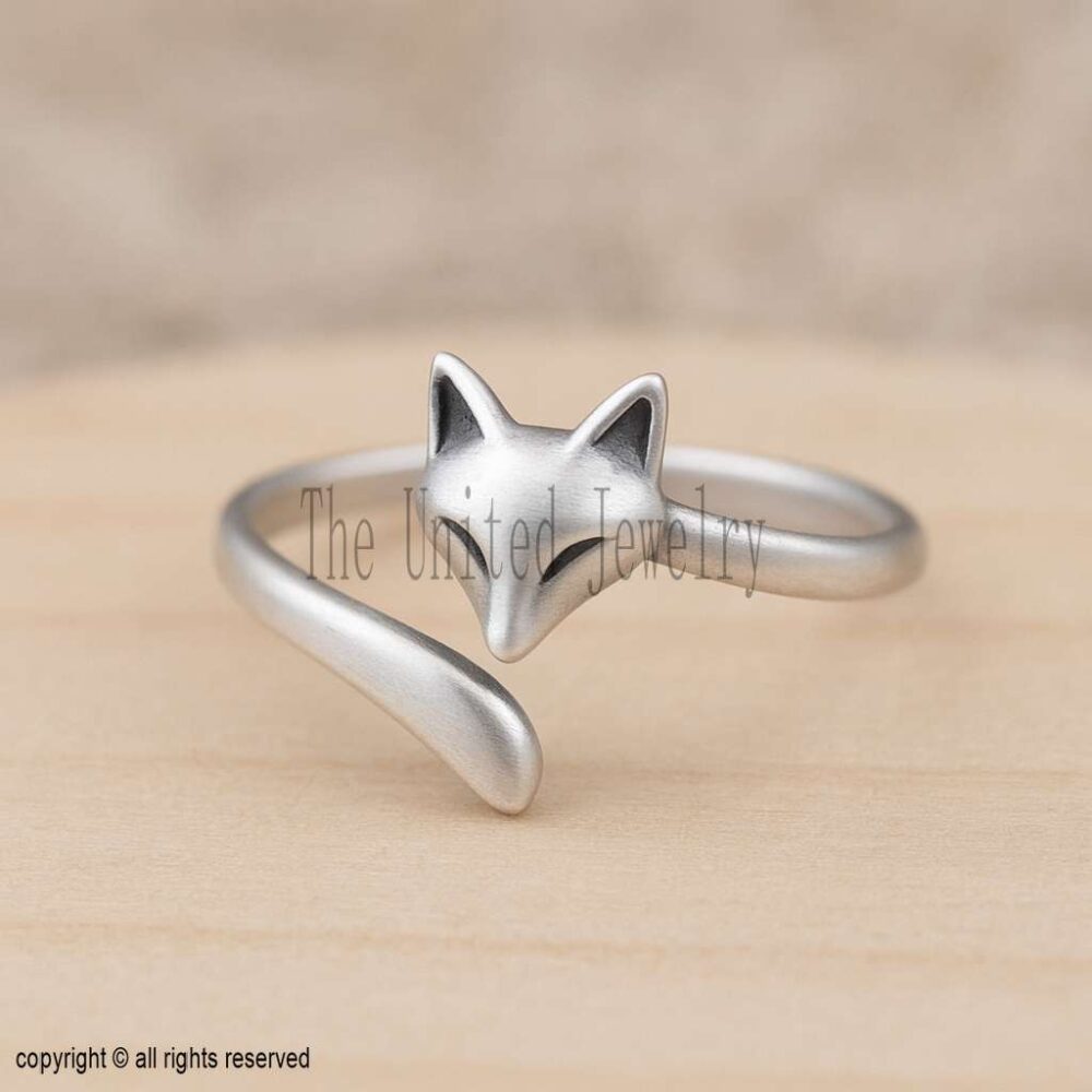 925 Sterling Silver Adjustable Fox Ring – Animal Spirit Jewelry, Woodland Nature Inspired Ring