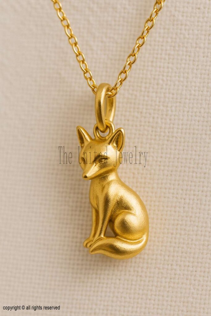 Gold Fox Pendant Necklace – 925 Sterling Silver, 18K Gold Plated Animal Totem Jewelry
