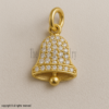 Gold Plated Bell Pendant with CZ Stones | Christmas Holiday Charm