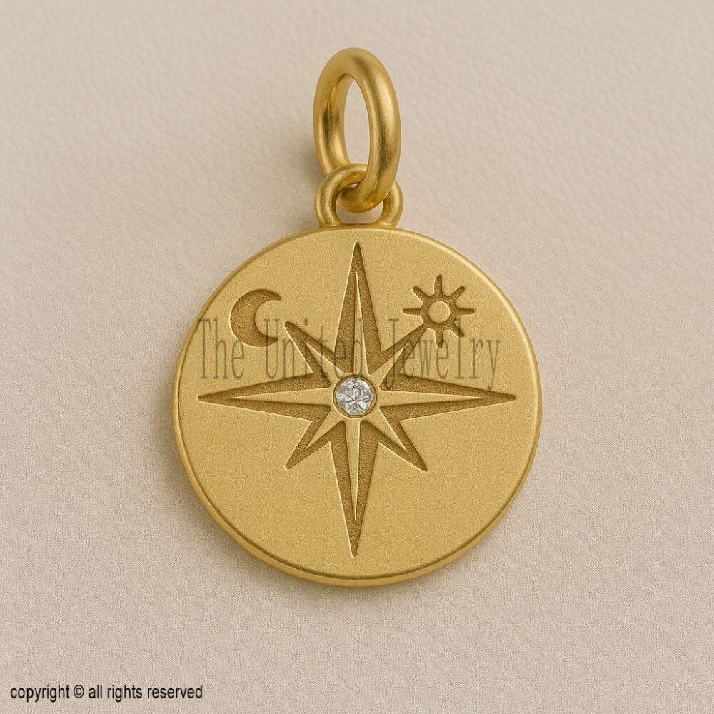 Gold Plated Sterling Silver Compass Star Pendant – Celestial Jewelry