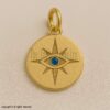 Gold Plated Sterling Silver Compass Star Evil Eye Pendant