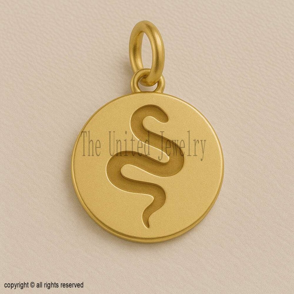 18K Gold Plated Snake Medallion – Sterling Silver Serpent Pendant