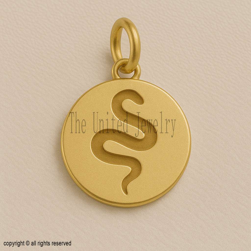 18K Gold Plated Snake Medallion – Sterling Silver Serpent Pendant