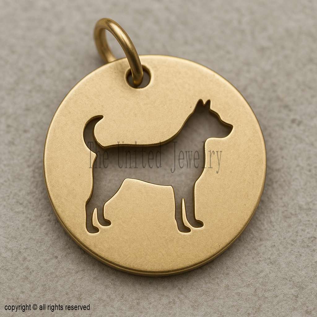 925 Sterling Silver Dog Pendant Necklace | Gold Plated Cut Out Pet Charm