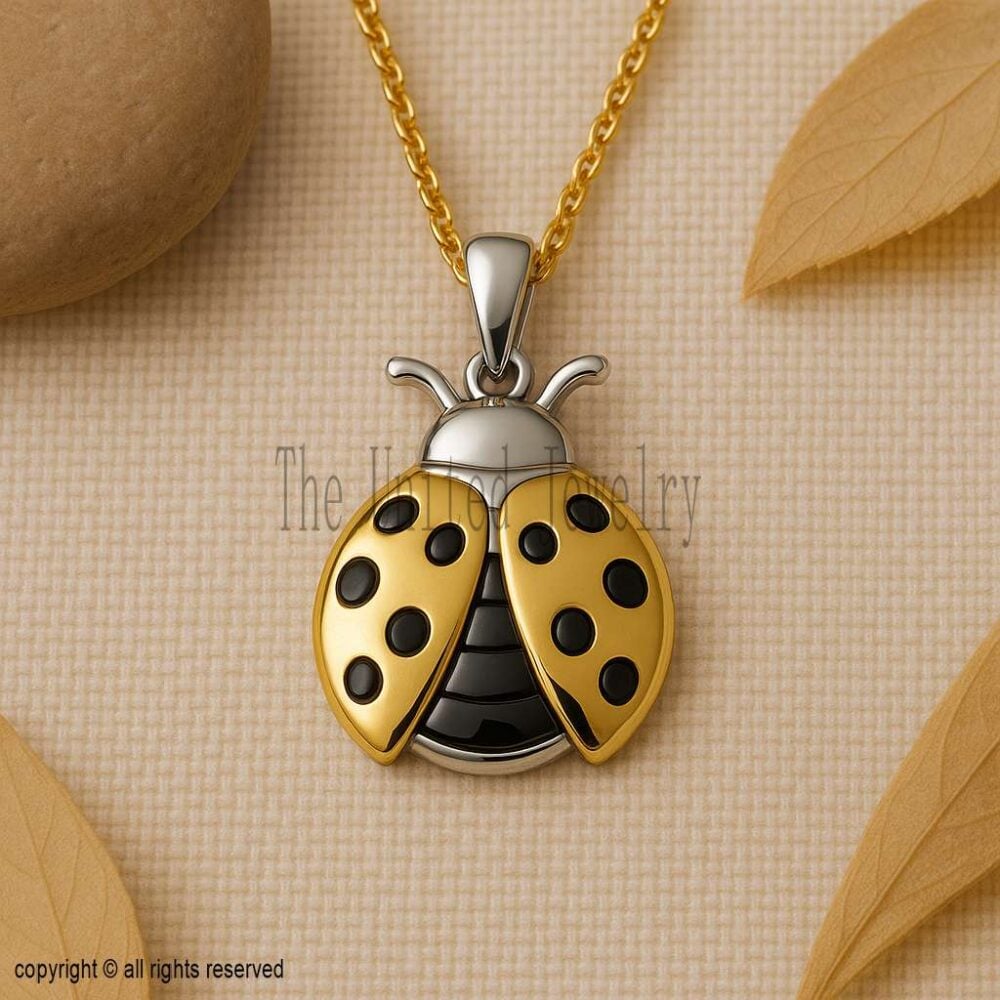 925 Sterling Silver Ladybug Pendant Necklace | Gold & Silver Black Enamel Lucky Bug Jewelry