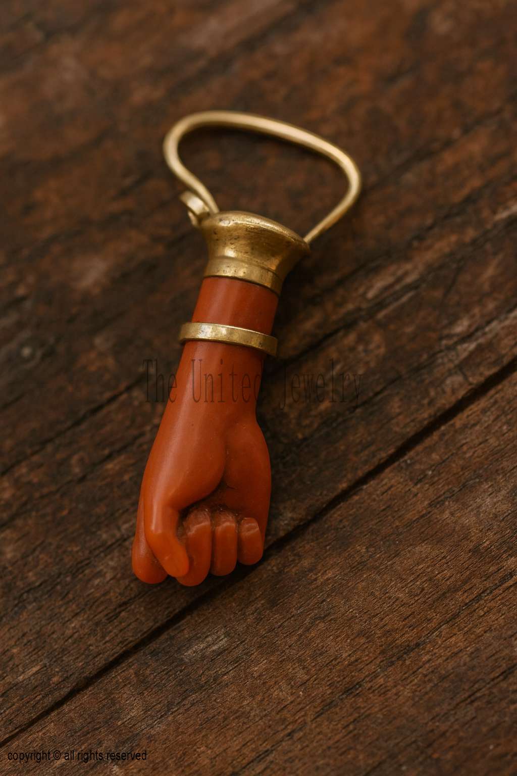 Vintage Coral Figa Hand Pendant: Sterling Silver Turquoise Amulet