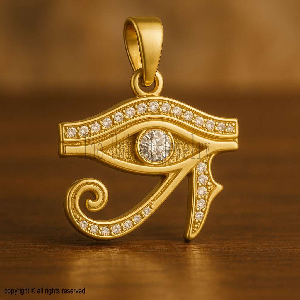 Eye of Horus Pendant with Moissanite | 925 Sterling Silver Gold Plated Egyptian Protection Jewelry