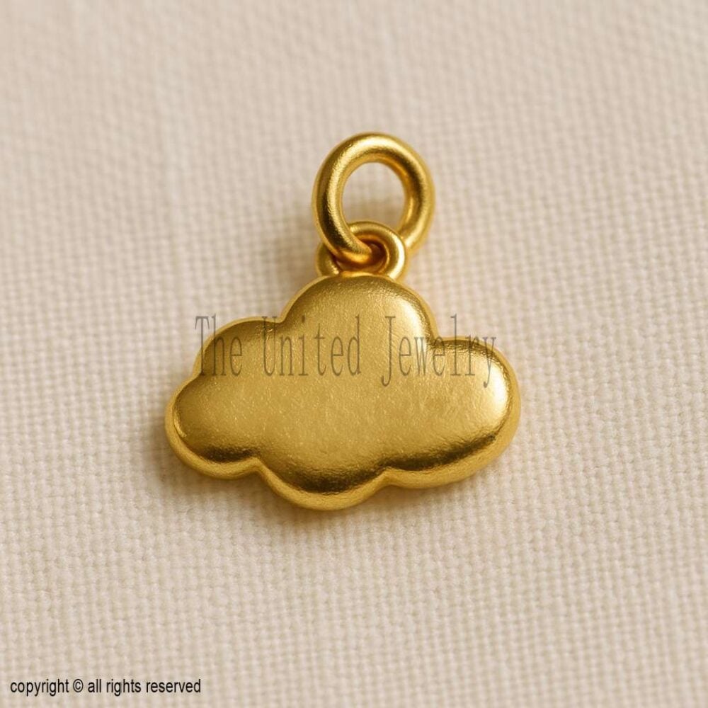 Gold Plated Sterling Silver Cloud Pendant – Dainty Charm Necklace