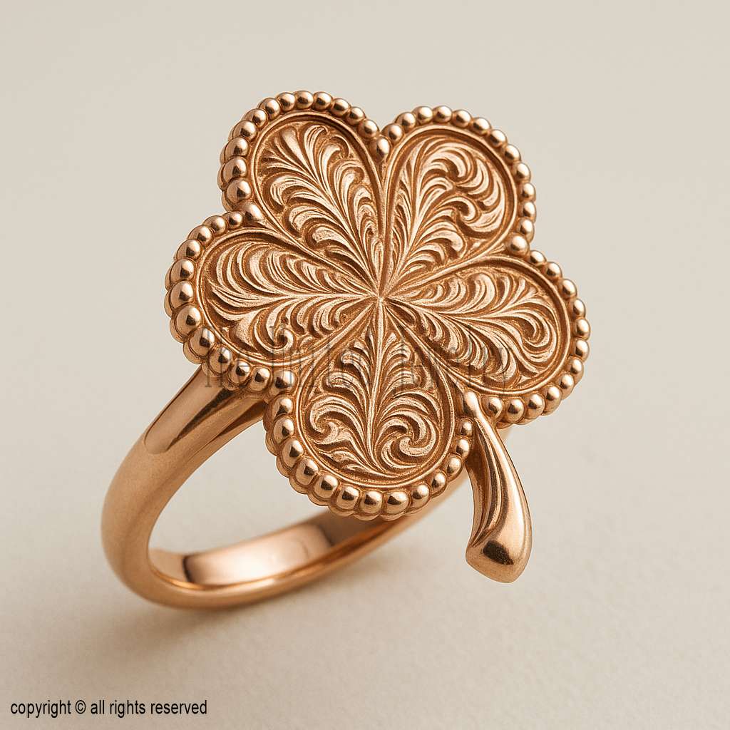 Rose Gold Clover Ring – Sterling Silver Lucky Charm