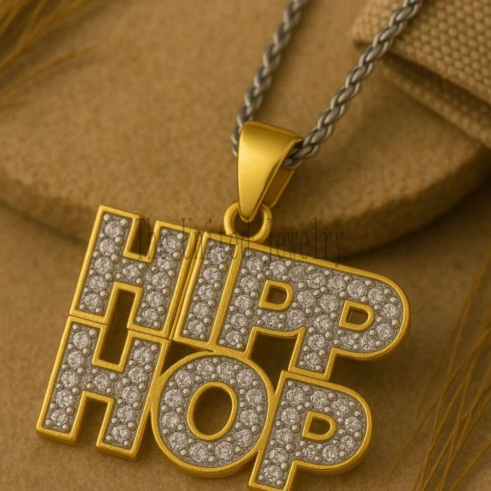 Gold Plated Sterling Silver Hip Hop Pendant | CZ Bling Necklace