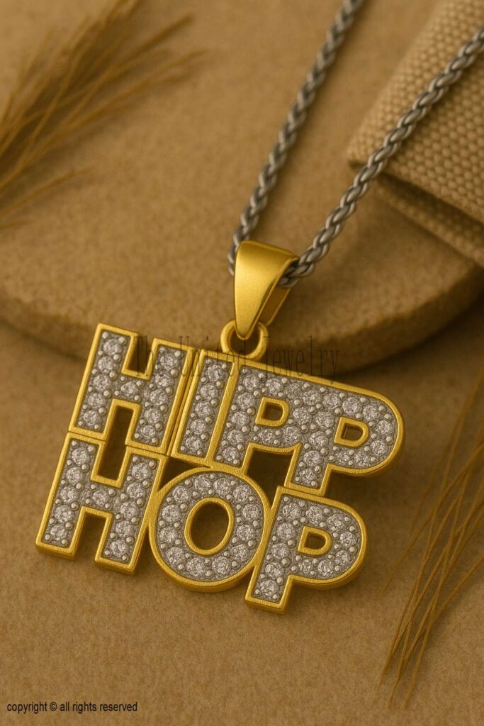Gold Plated Sterling Silver Hip Hop Pendant | CZ Bling Necklace