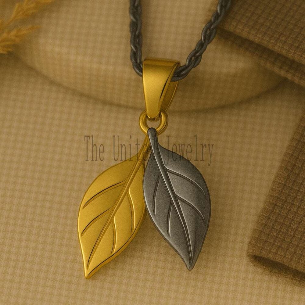 925 Sterling Silver Leaf Pendant | Two-Tone Gold & Silver Nature Necklace | Symbolic Botanical Jewelry Gift