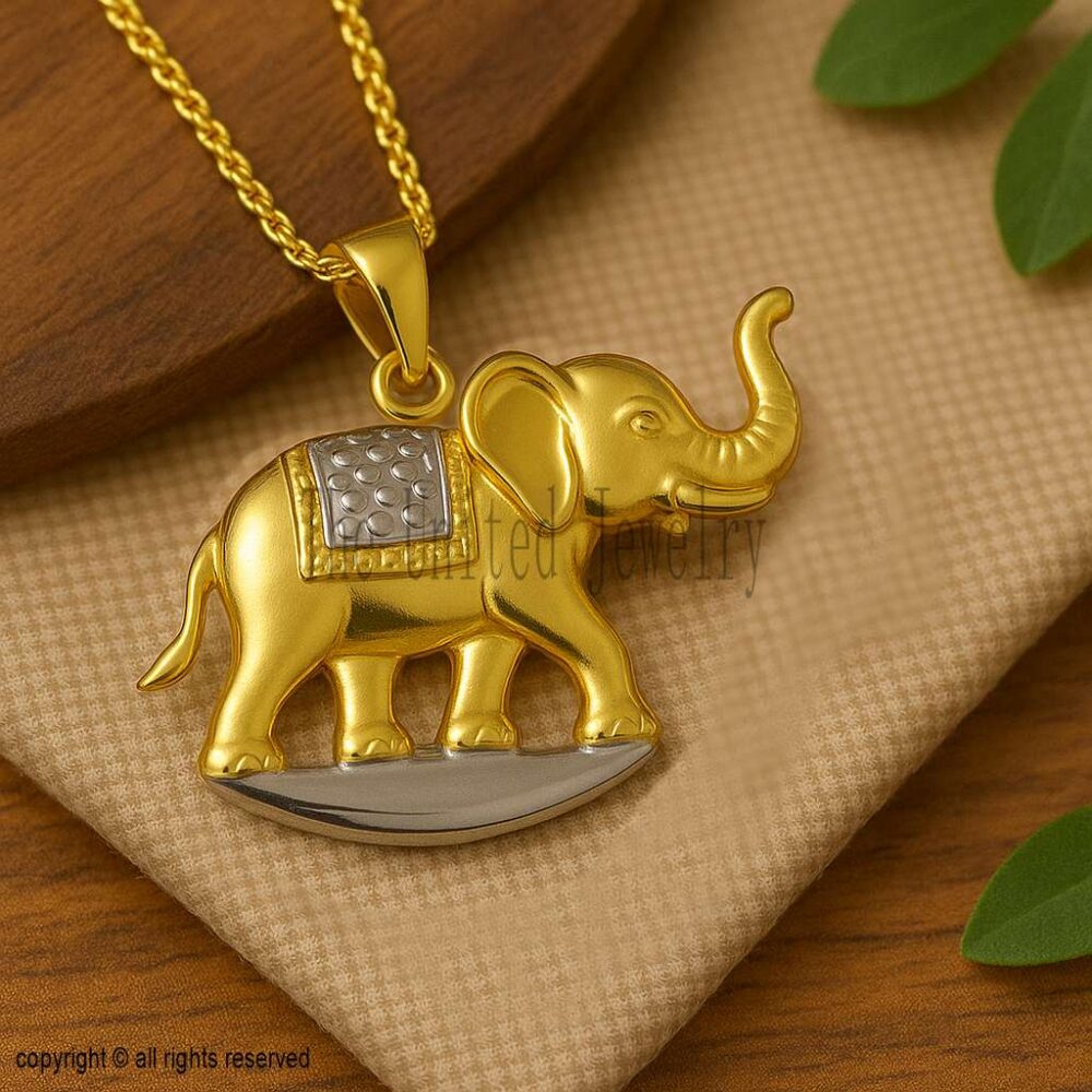 Two-Tone Sterling Silver Elephant Pendant Necklace | Good Luck Charm