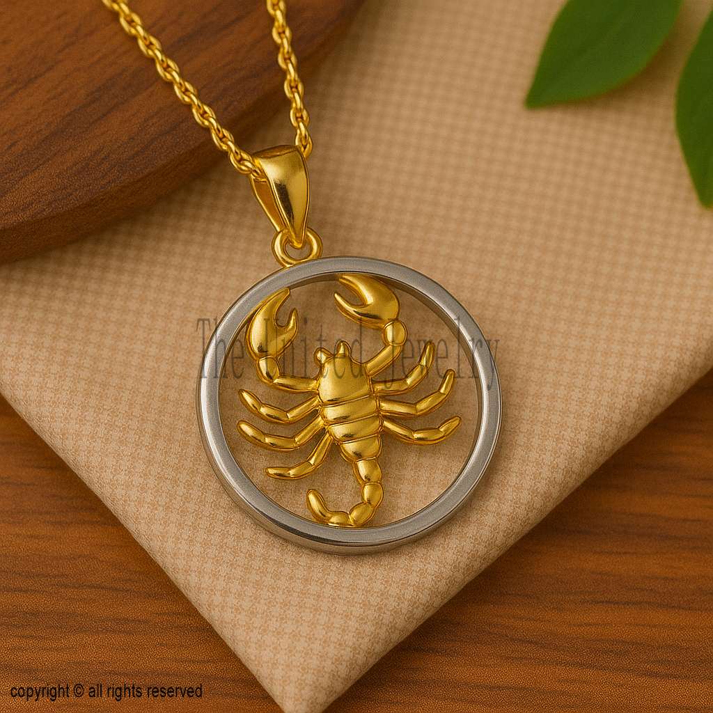 Sterling Silver Scorpio Pendant - Two-Tone Gold Scorpion Necklace