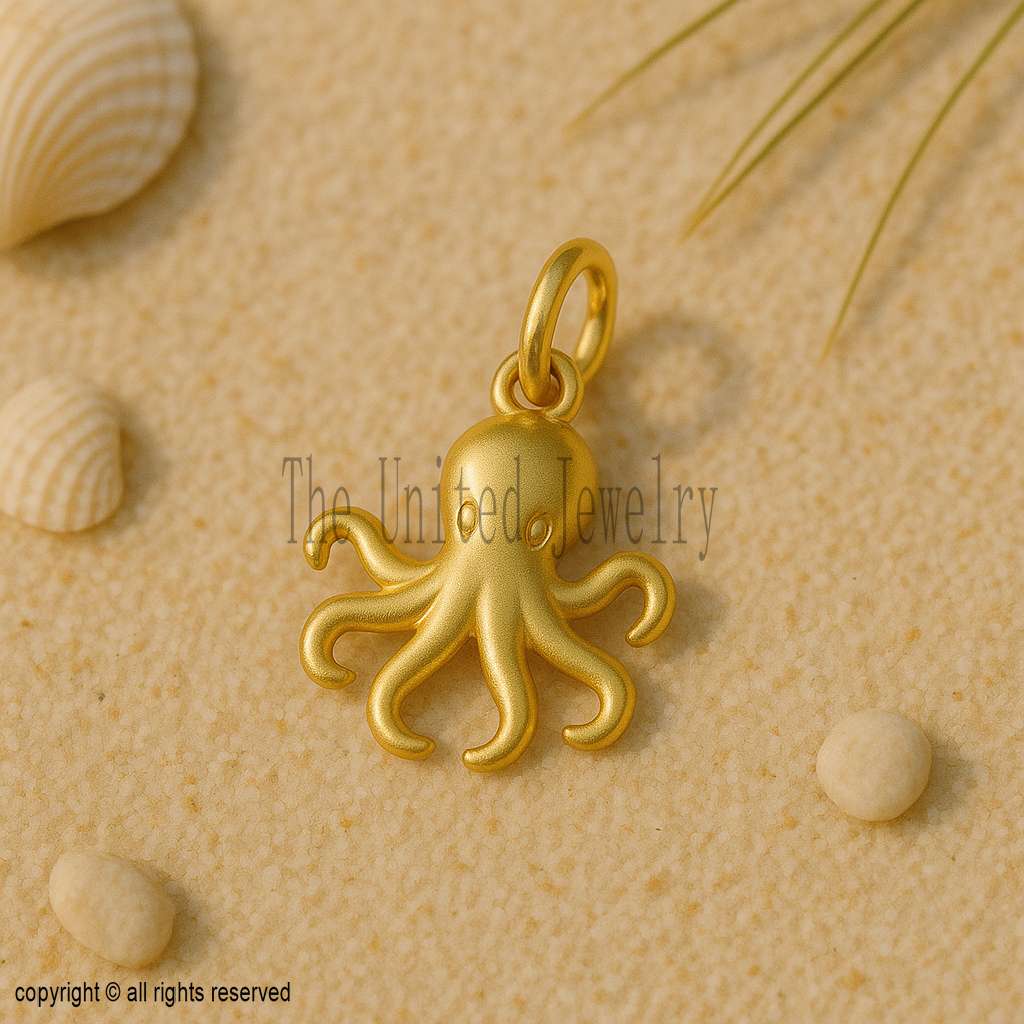 Octopus Pendant Charm – 925 Sterling Silver with 18K Gold Plating