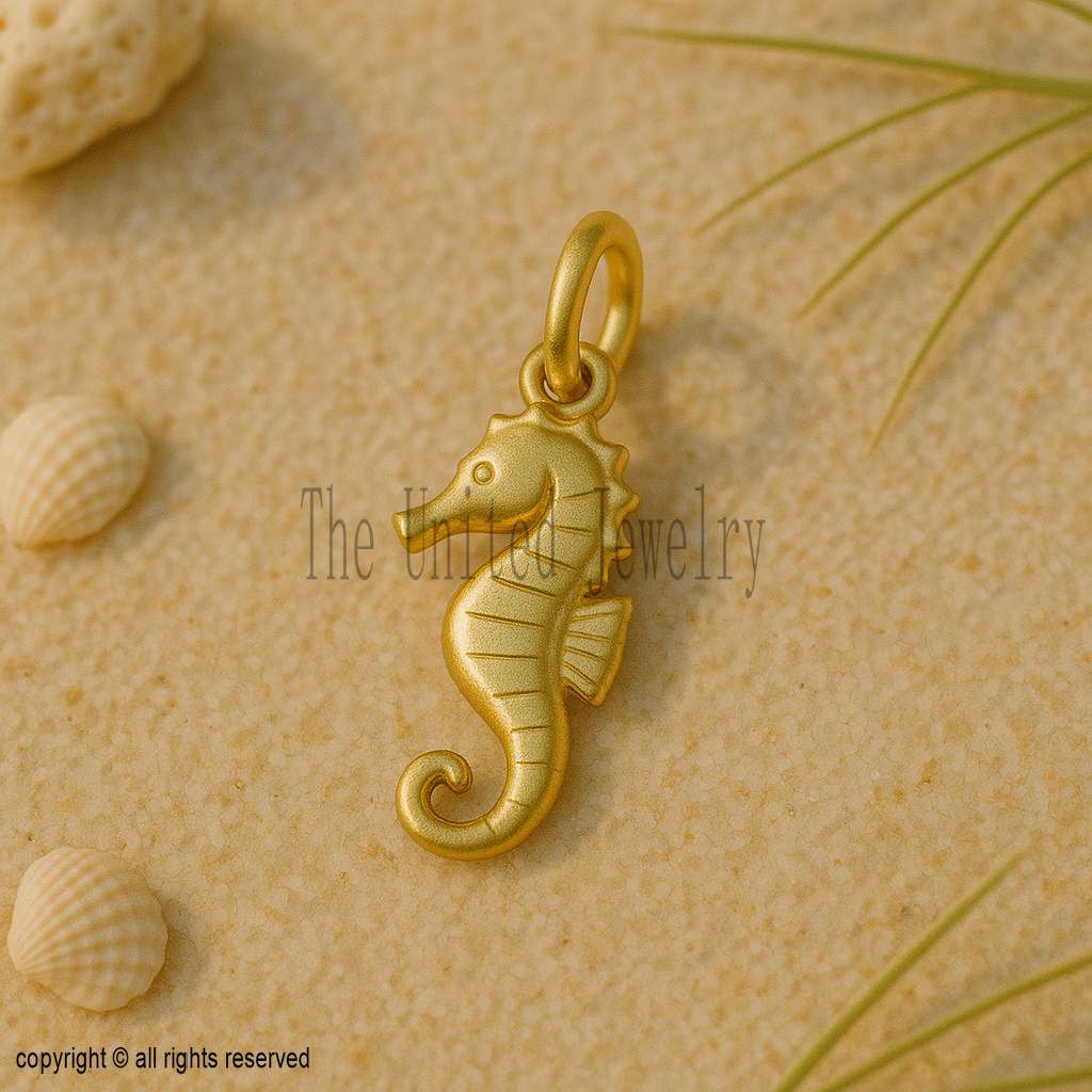 Seahorse Pendant Charm – 925 Sterling Silver with 18K Gold Plating