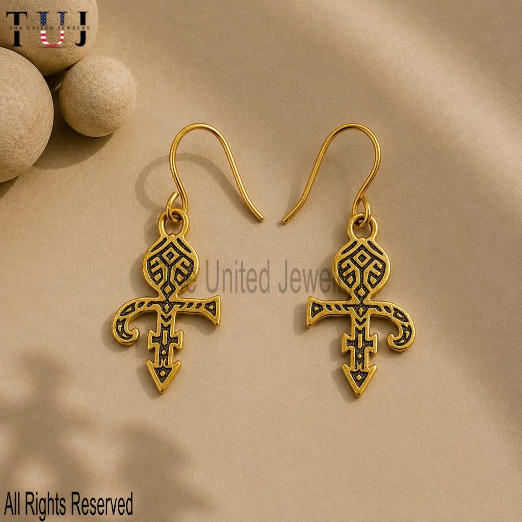 Sterling Silver Tribal Symbol Dangle Earrings | Antique Boho Jewelry