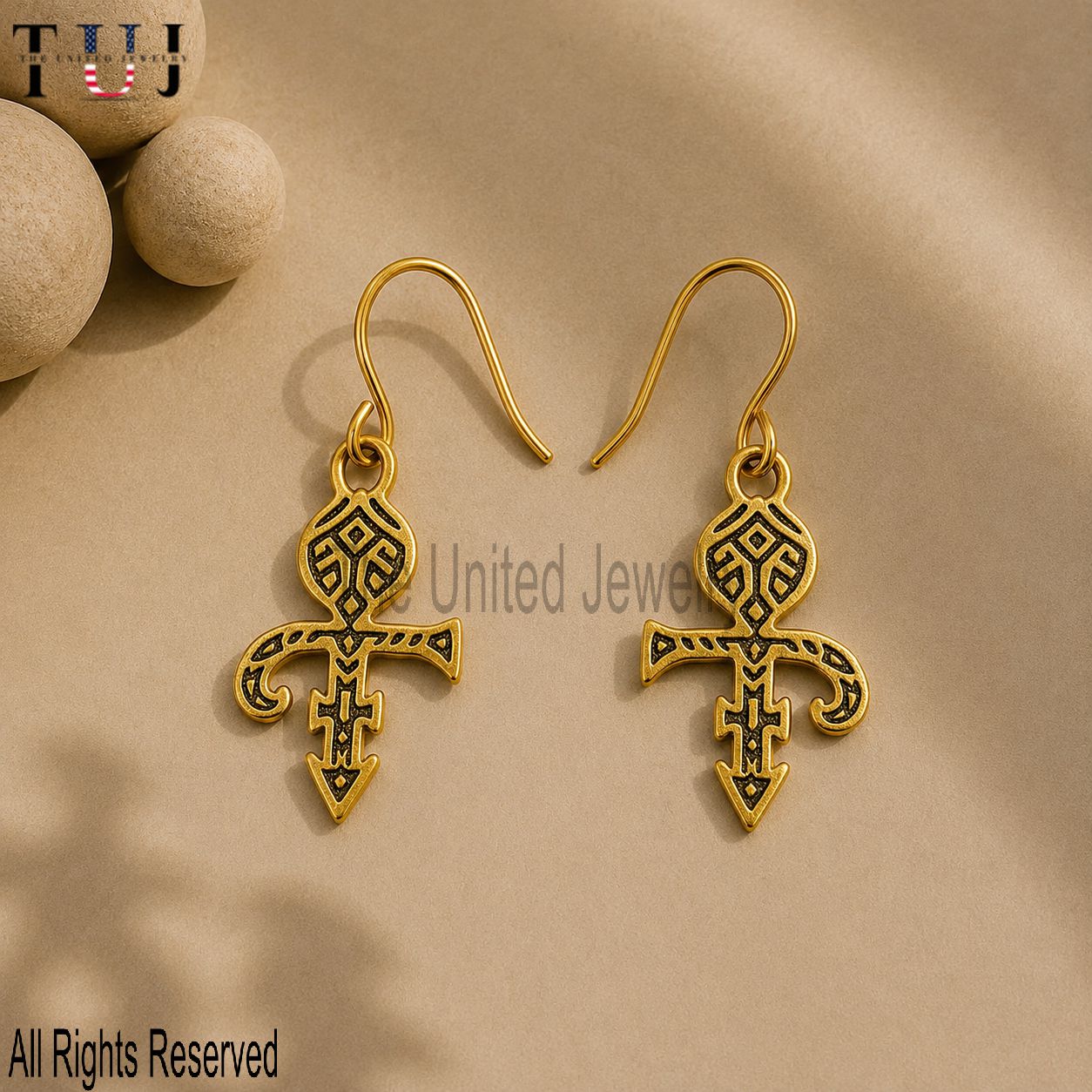Sterling Silver Tribal Symbol Dangle Earrings | Antique Boho Jewelry