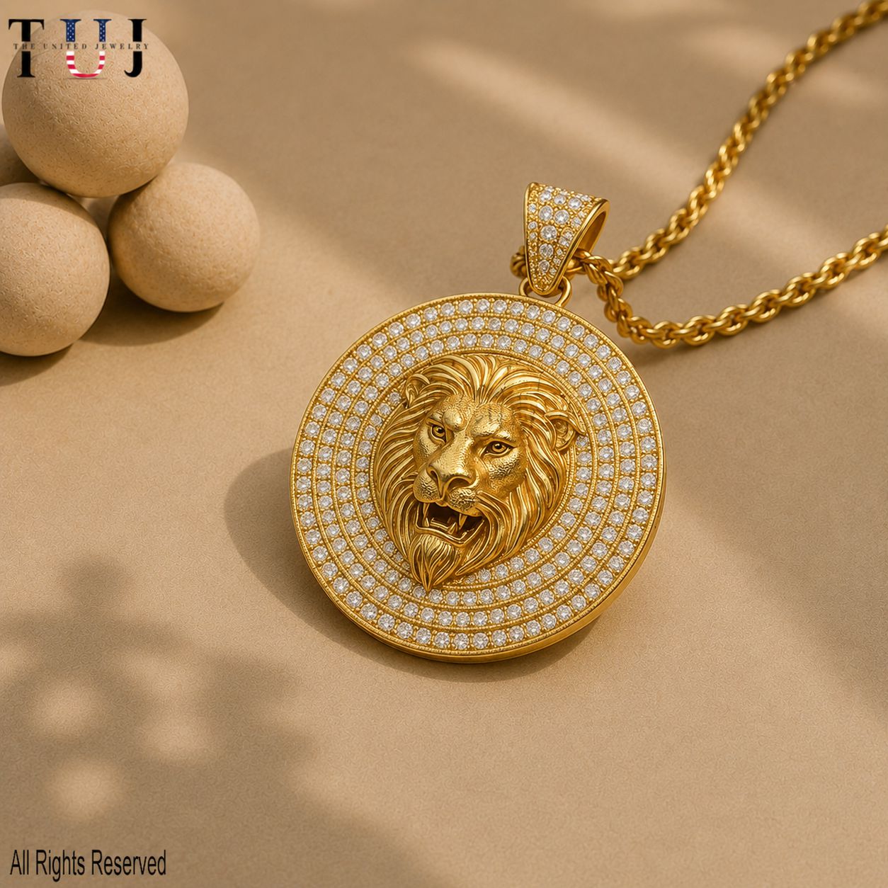 Iced Out CZ Sterling Silver Lion Head Medallion - Hip Hop Pendant