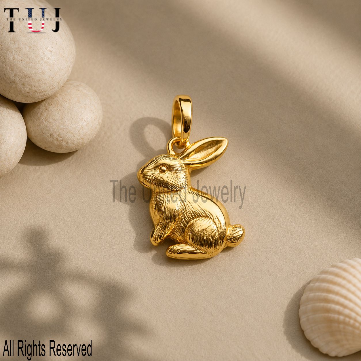 Sterling Silver Bunny Charm: 3D Rabbit Pendant, Easter Jewelry