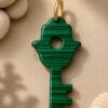 Green Malachite Key Pendant | 925 Sterling Silver Key Charm | Good Luck Necklace