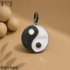 925 Sterling Silver Enamel Ying Yang Charm Black Spinel Pendant Jewelry