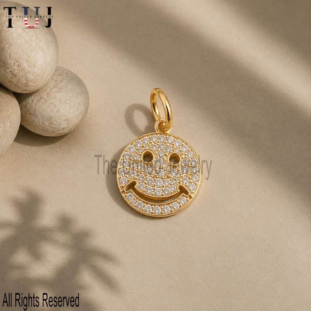 925 Sterling Silver Face Charm Diamond Pendant Jewelry