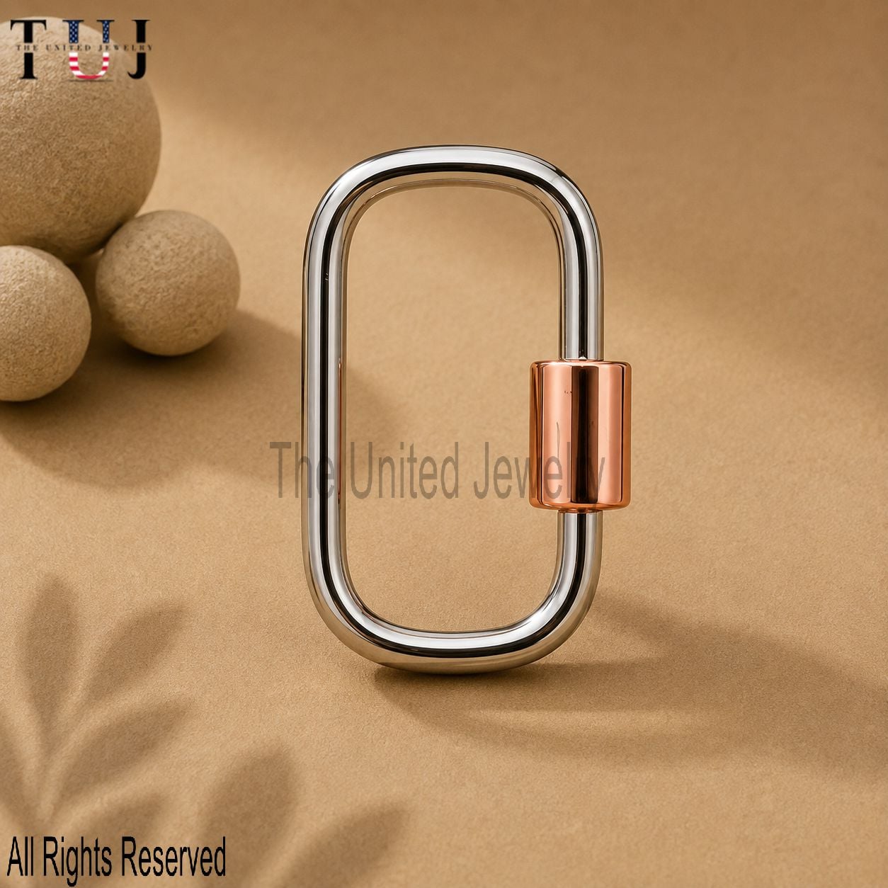 Two Tone Plating Handmade Carabiner Clasp Lock Jewelry Findings 925 Sterling Silver
