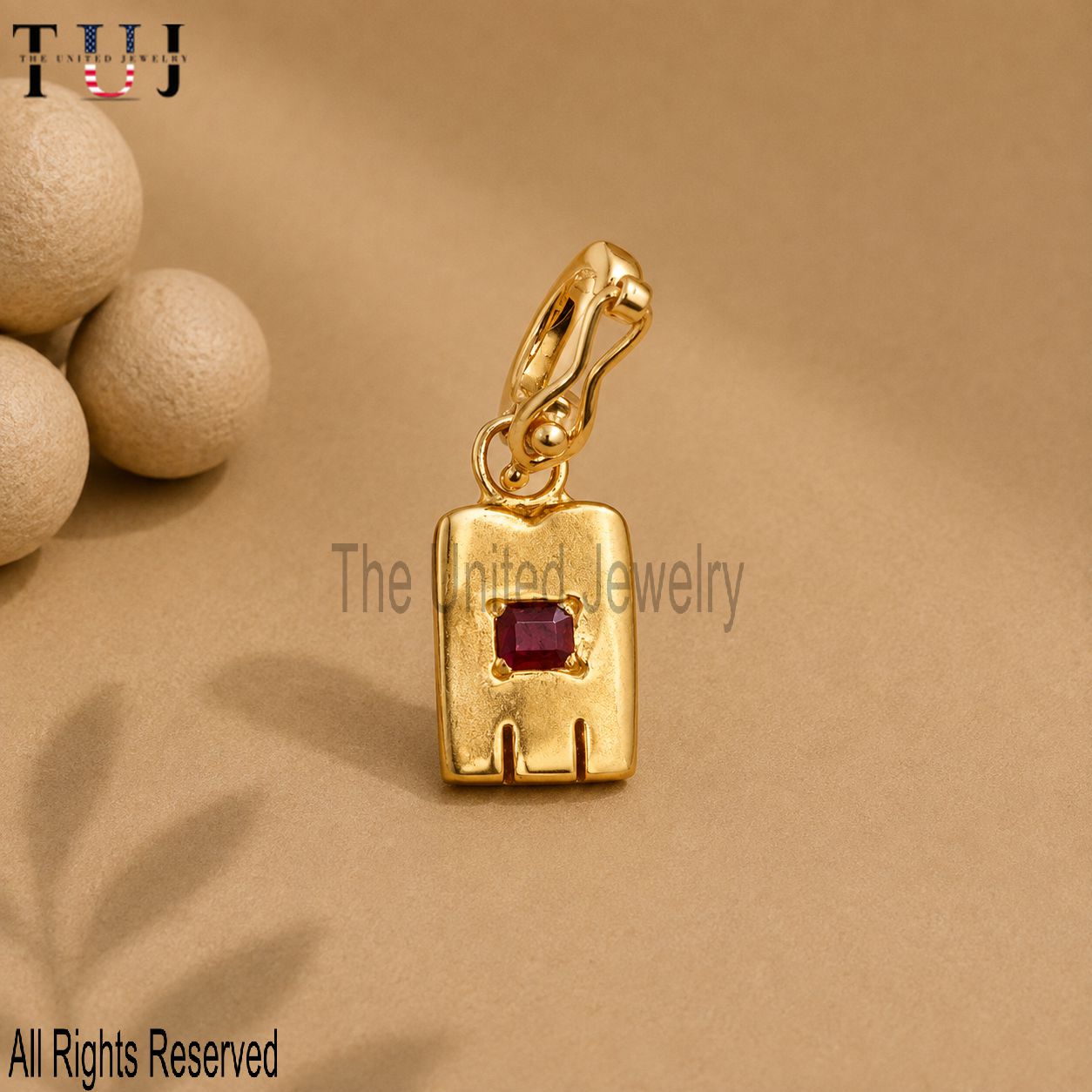 925 Sterling Silver Handmade Pave Ruby Small Charm Pendant Jewelry