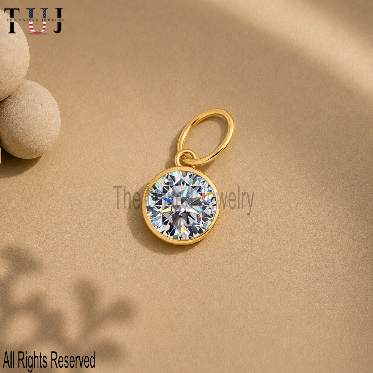 925 Sterling Silver Moissanite 5mm Round Pendant Jewelry