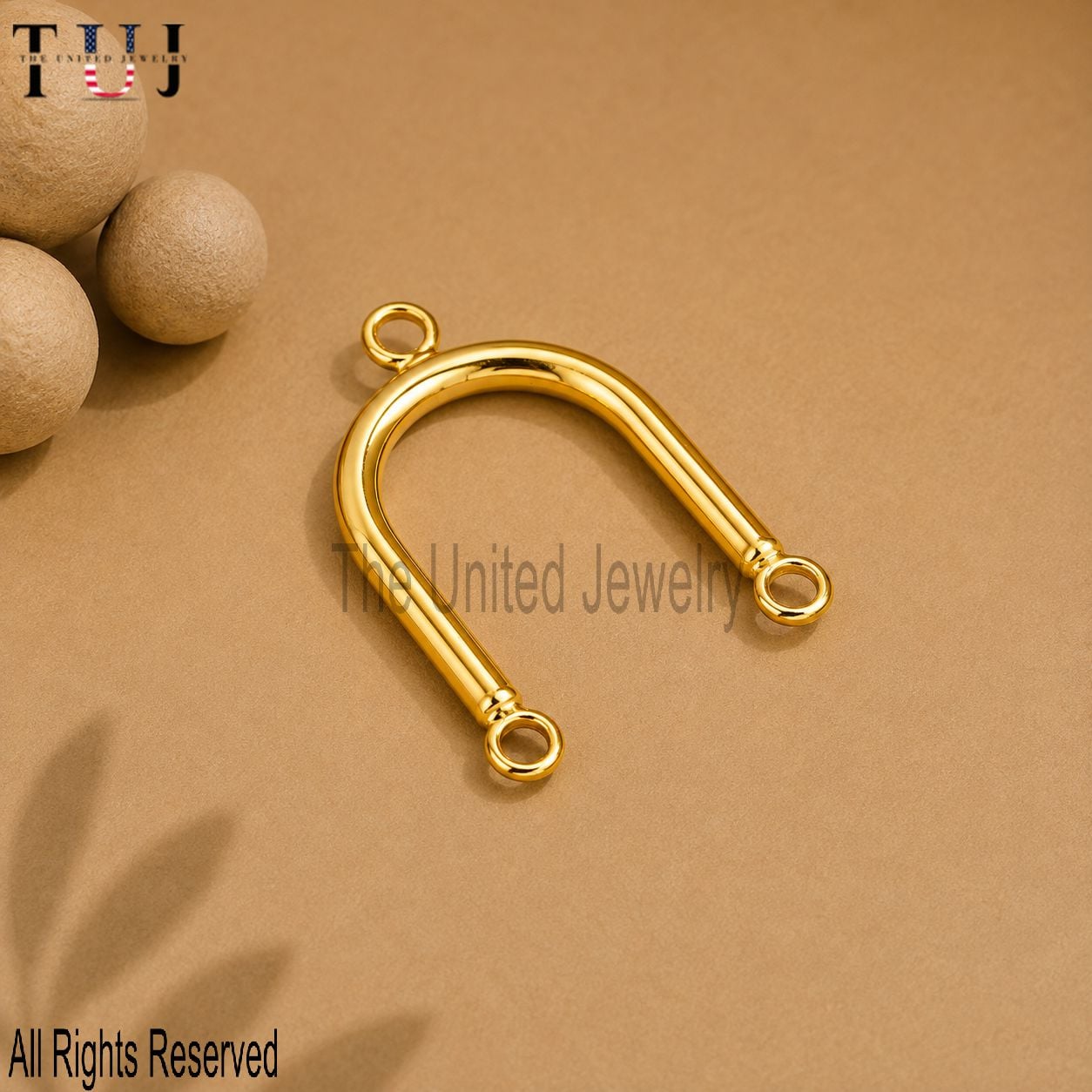 U shaped Geometric Versatile Hanging Horseshoe Charm Holder Lock 925 Sterling Silver