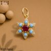Natural Turquoise With Ruby Yellow Gold Plating Star Shape Charm Pendant Jewelry