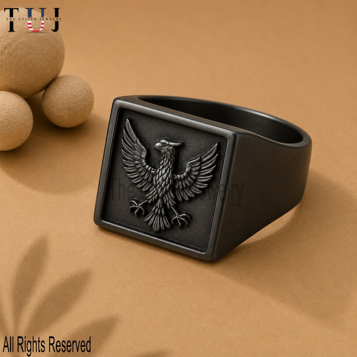 Oxidized Sterling Silver Eagle Signet Ring: Gothic Biker Jewelry