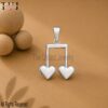925 Sterling Silver Double Heart Music Note Pendant | Love Music Charm Necklace