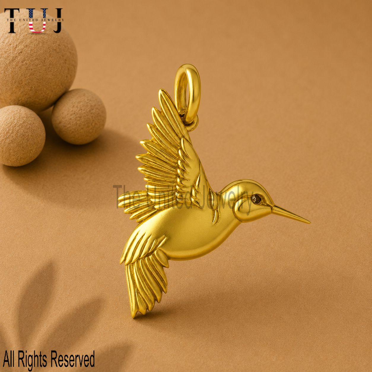 Gold Plated 925 Sterling Silver Bird Pendant Necklace, Flying Bird Charm