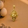 Gold Plated 925 Sterling Silver Flaming Skull Pendant Necklace, Fire Skull Charm