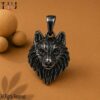 Black Rhodium Wolf Pendant: Sterling Silver Gothic Necklace