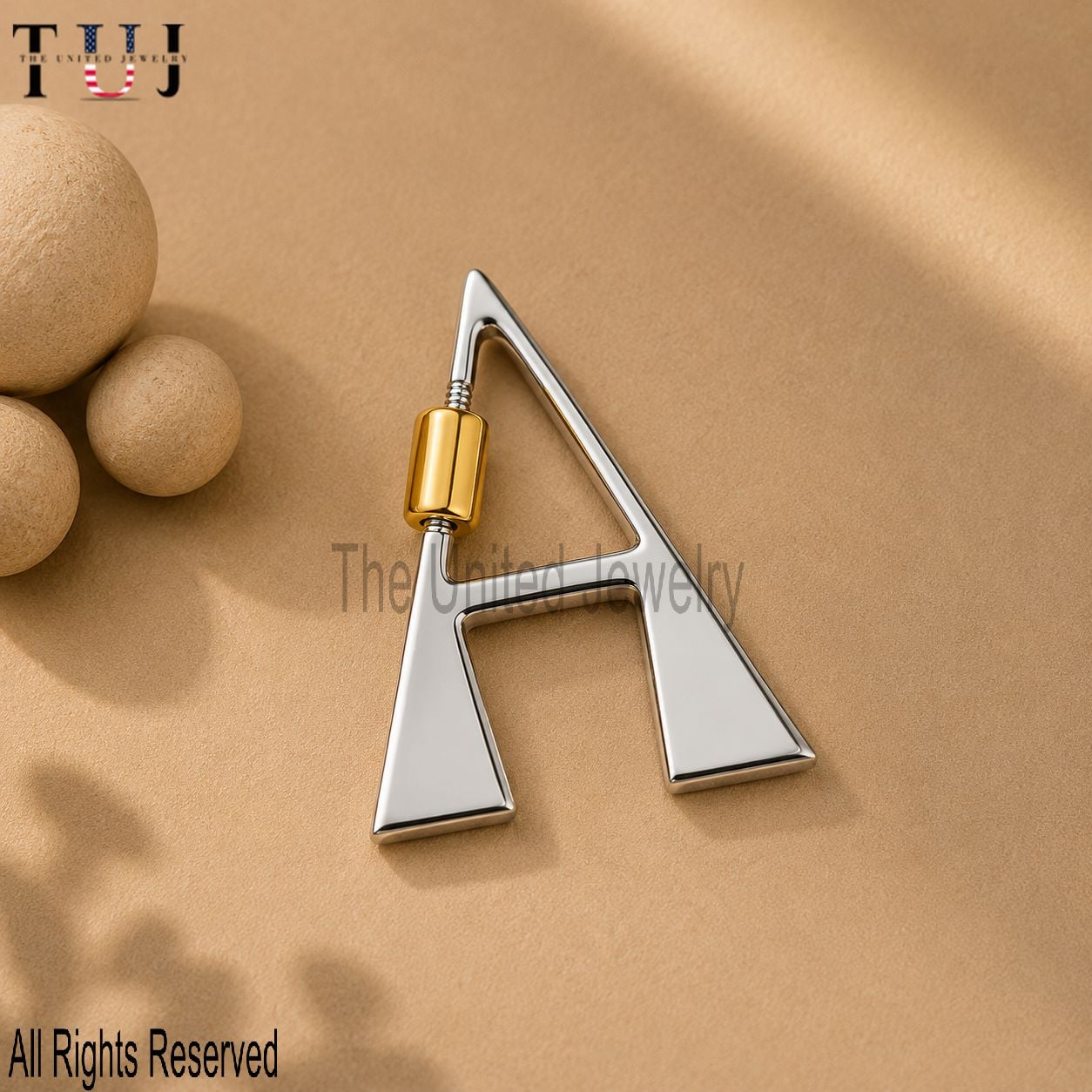 Two Tone Plating Handmade "A" Initial Letter Carabiner Clasp Lock Jewelry
