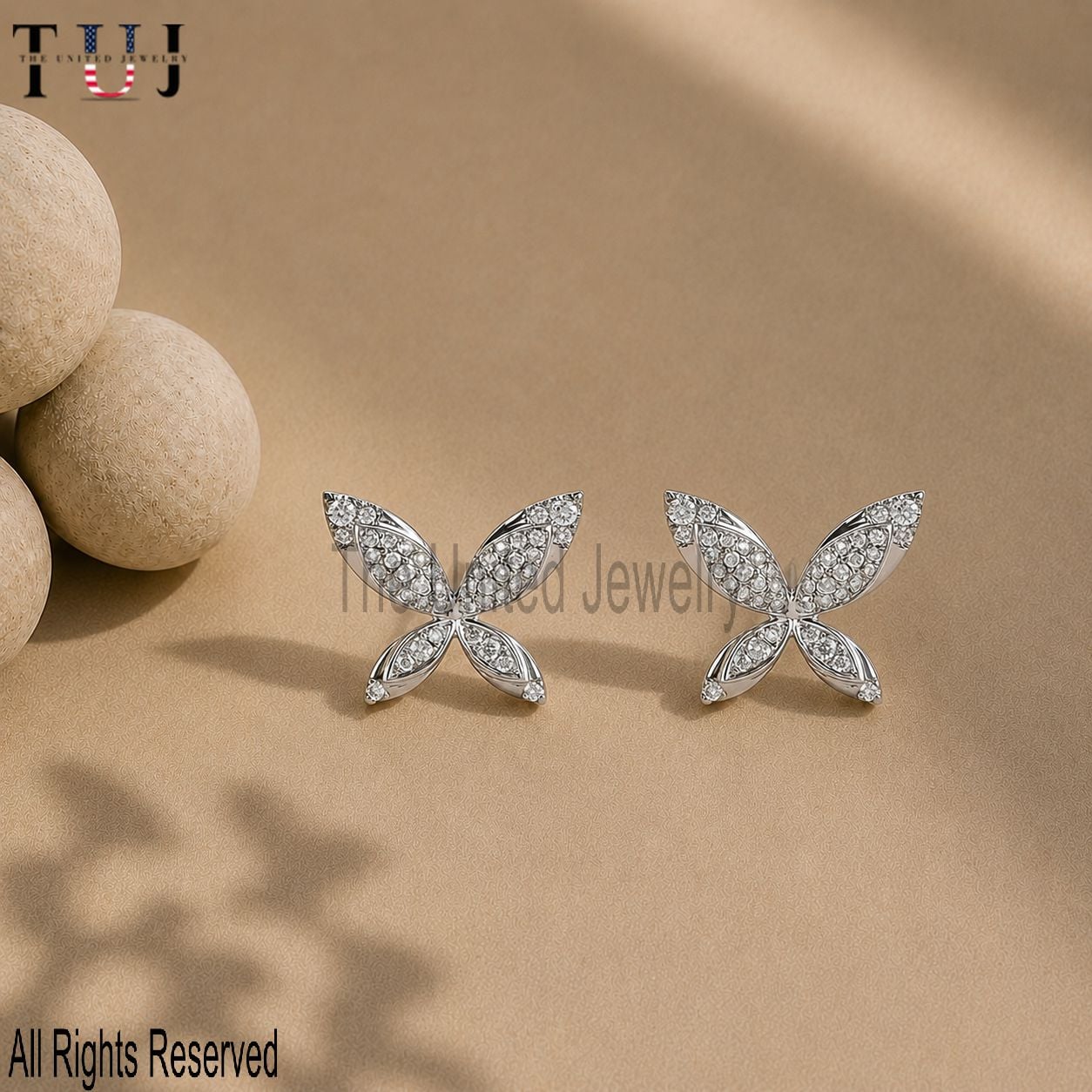 Pave Diamond Handmade Butterfly Stud Earrings For Women's