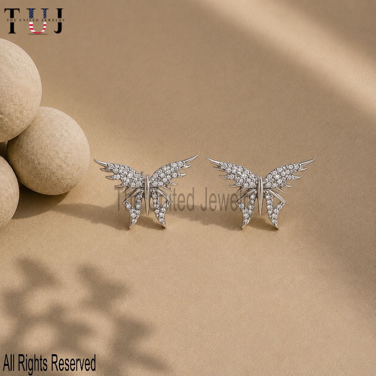 Pave Diamond Handmade Butterfly Stud Earrings For Women's