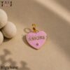 925 Sterling Silver Handmade AMORE Heart With Enamel Color Diamond Charm Pendant Jewelry