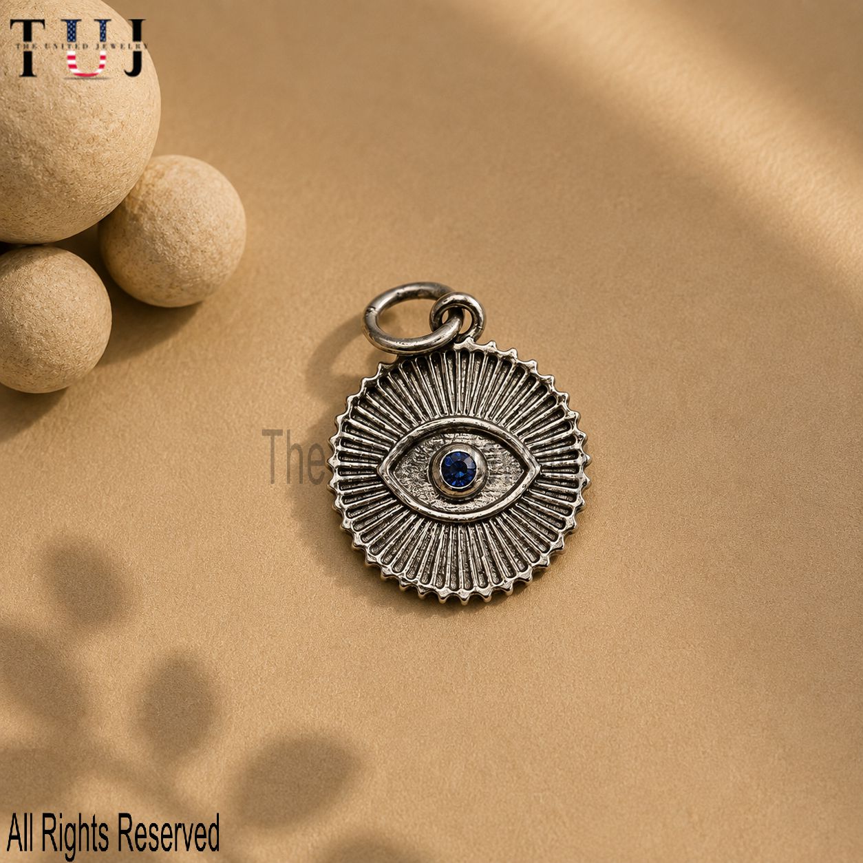 925 Sterling Silver Evil Eye Diamond Charm Pendant Jewelry