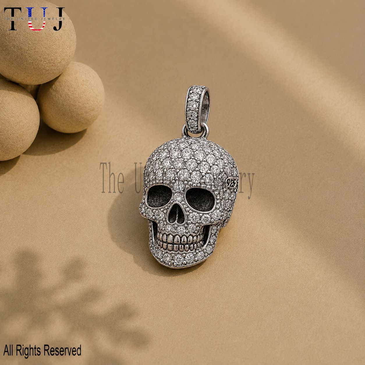 Iced Out CZ Skull Pendant: 925 Sterling Silver Gothic Jewelry