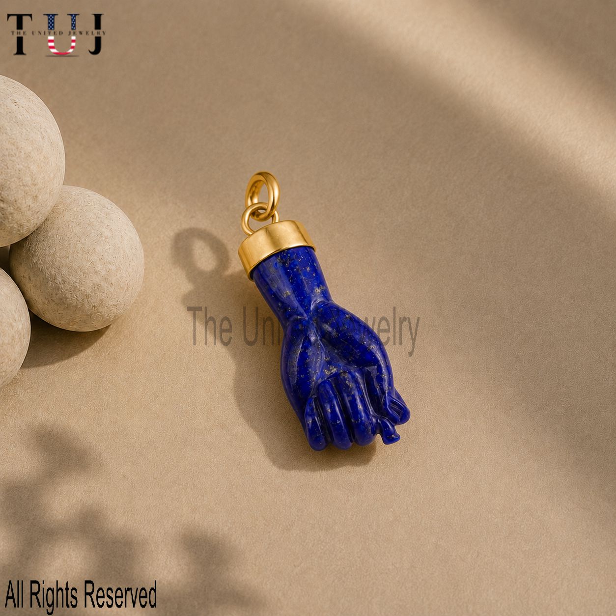 Handmade Carved Lapis Lazuli Gemstone Figa Hand In Sterling Silver Jewelry