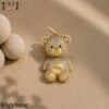 14K Gold Plated Moissanite Teddy Bear Pendant, Silver Teddy Jewelry