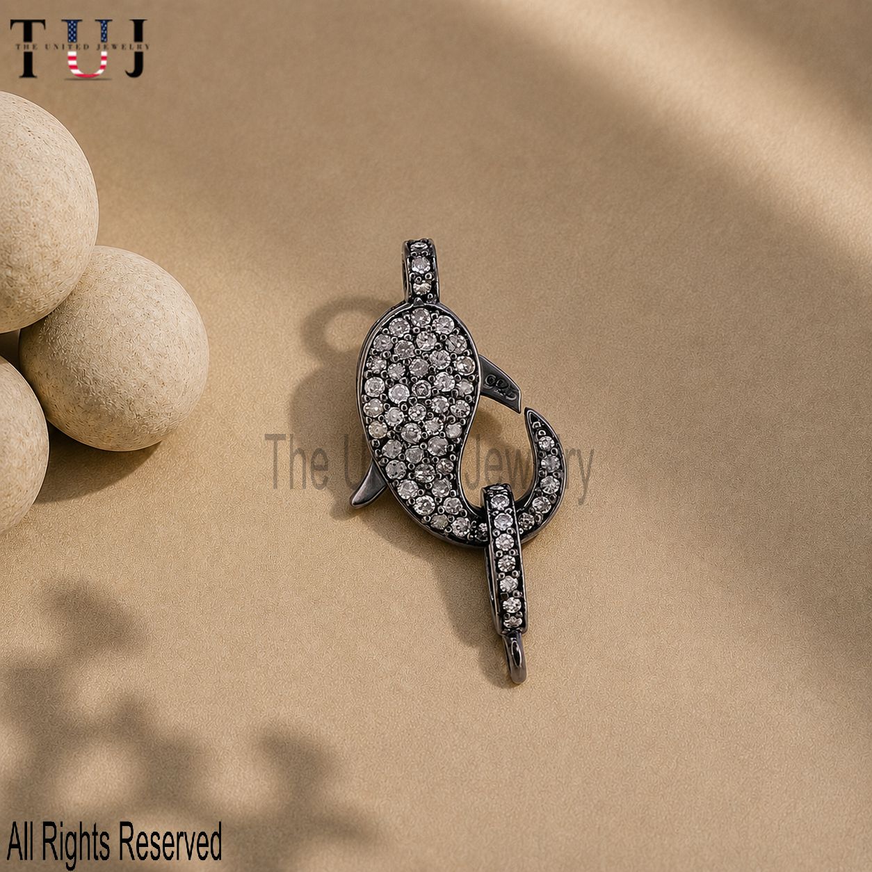 Handmade Diamond Ring 925 Sterling Silver Lobster Clasp Lock Jewelry
