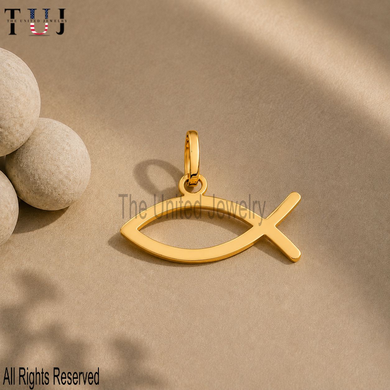 925 Sterling Silver Yellow Gold Plated Fish Charm Pendant