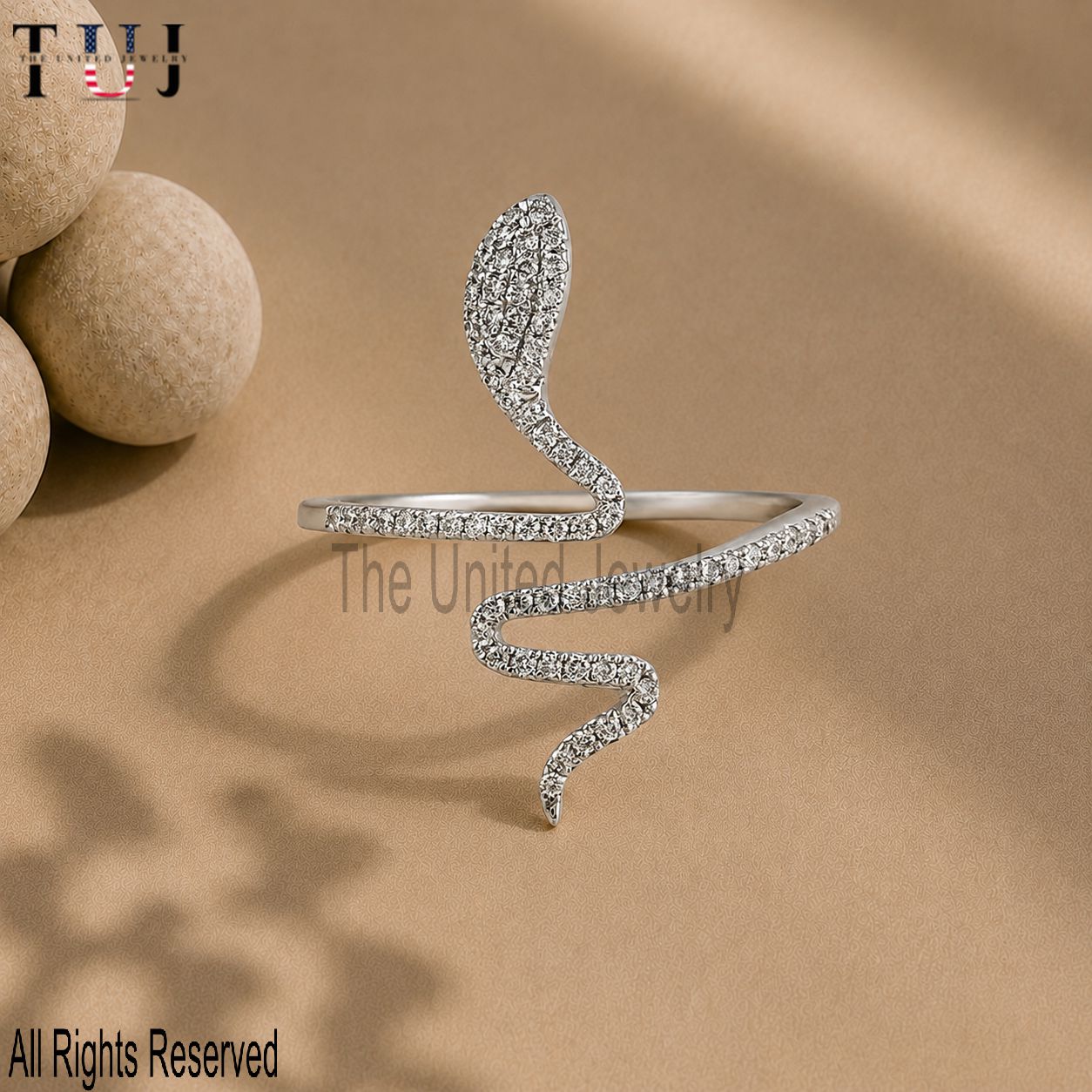 Handmade Snake Diamond Ring 925 Sterling Silver Jewelry