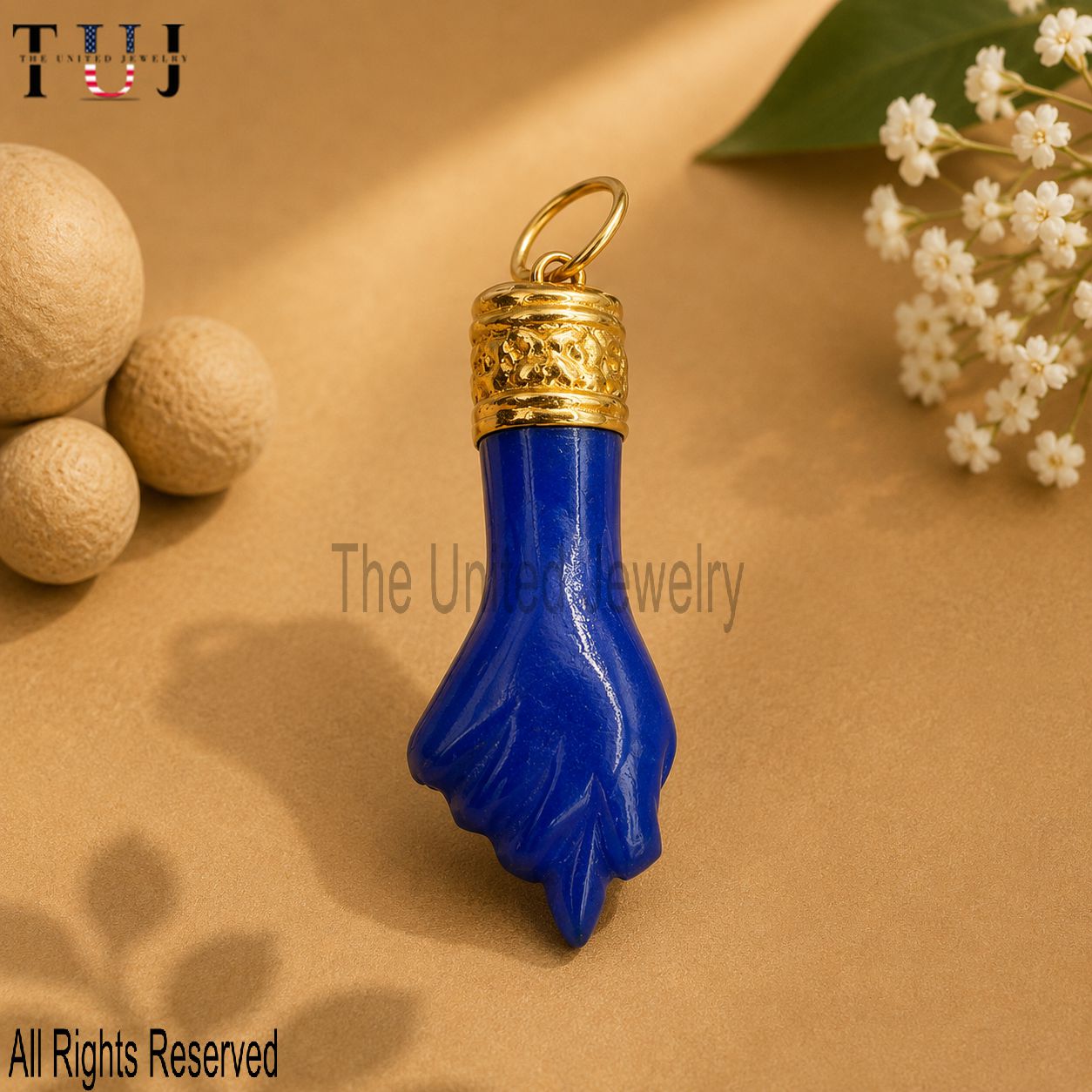 Handmade Carved Gemstone Figa Hand In Sterling Silver Jewelry